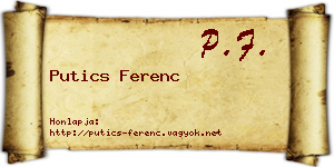 Putics Ferenc névjegykártya